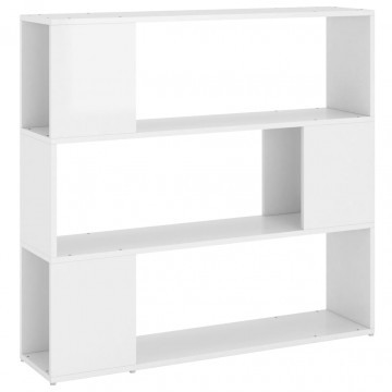 Bibliotecă/Separator cameră, alb extralucios, 100x24x94 cm - Img 2