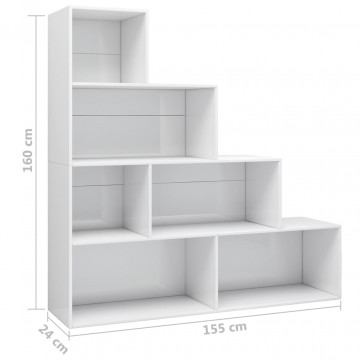 Bibliotecă/Separator cameră alb extralucios 155x24x160 cm PAL - Img 5