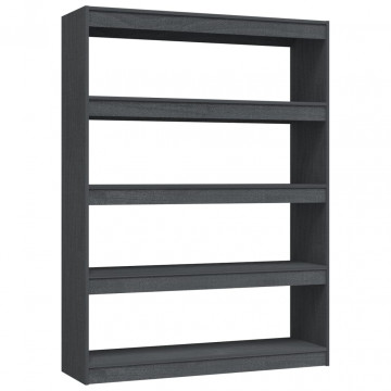 Bibliotecă/Separator cameră gri 100x30x135,5 cm lemn masiv pin - Img 2