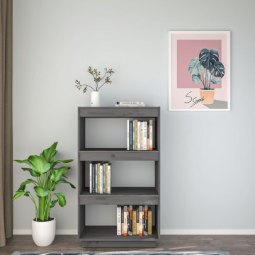 Bibliotecă/Separator cameră gri 60x35x103 cm lemn masiv de pin - Img 3