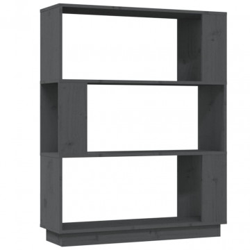 Bibliotecă/Separator cameră, gri, 80x25x101 cm lemn masiv pin - Img 2