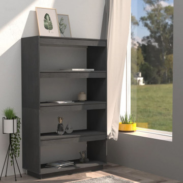 Bibliotecă/Separator cameră, gri, 80x35x135 cm, lemn masiv pin - Img 3