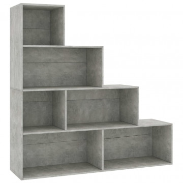 Bibliotecă/Separator cameră, gri beton, 155x24x160 cm, PAL - Img 2