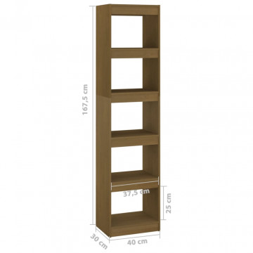 Bibliotecă/Separator cameră maro miere 40x30x167,5 cm lemn pin - Img 7