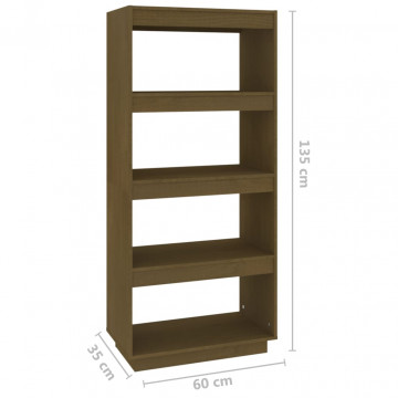 Bibliotecă/Separator cameră, maro miere, 60x35x135 cm lemn pin - Img 6
