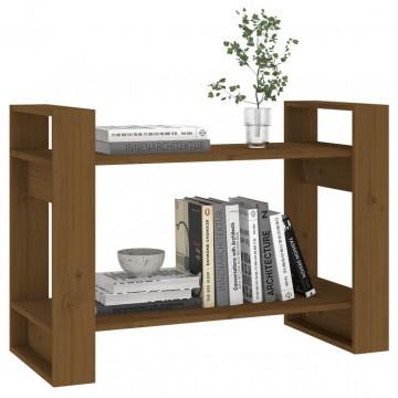Bibliotecă/Separator cameră maro miere 80x35x56,5 cm lemn masiv - Img 4