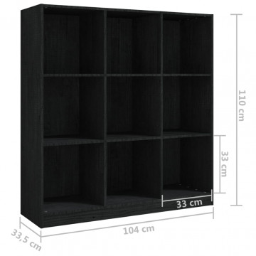 Bibliotecă/Separator cameră negru 104x33,5x110cm lemn masiv pin - Img 7