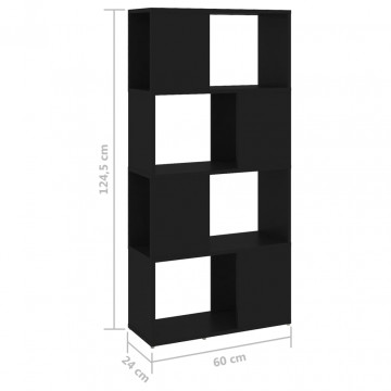 Bibliotecă/Separator cameră, negru, 60x24x124,5 cm, PAL - Img 6