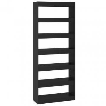 Bibliotecă/Separator cameră, negru, 80x30x198 cm, PAL - Img 2
