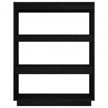 Bibliotecă/Separator cameră, negru, 80x35x103cm, lemn masiv pin - Img 8
