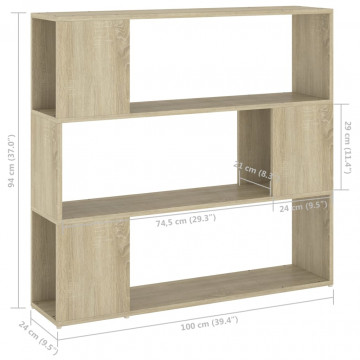 Bibliotecă/Separator cameră, stejar sonoma, 100x24x94 cm - Img 6