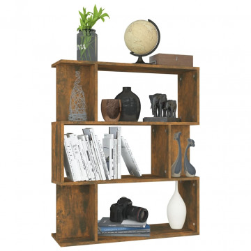 Bibliotecă/Separator stejar fumuriu 80x24x96cm lemn prelucrat - Img 6