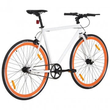Bicicletă cu angrenaj fix, alb și portocaliu, 700c, 55 cm - Img 3