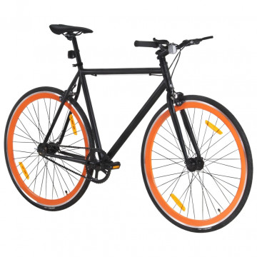 Bicicletă cu angrenaj fix, negru și portocaliu, 700c, 55 cm - Img 2