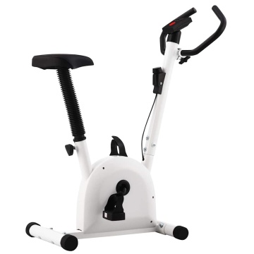 Bicicletă fitness cu curea de rezistență, alb - Img 1