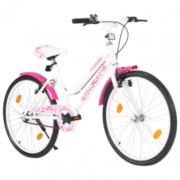 Bicicletă pentru copii, roz și alb, 24 inci - Img 3