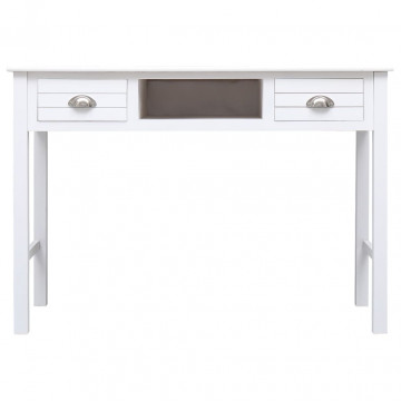 Birou, alb, 108x45x76 cm, lemn masiv de paulownia - Img 4
