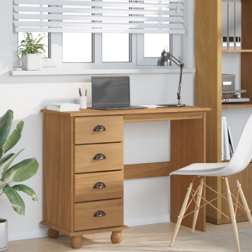 Birou 'ASKIM'cu sertare 95x40x75 cm Lemn masiv de pin - Img 4