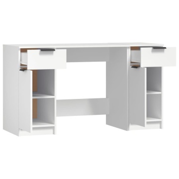 Birou cu dulap lateral, alb, lemn prelucrat - Img 6
