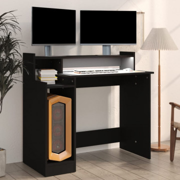 Birou cu lumini LED, negru, 97x45x90 cm, lemn prelucrat - Img 5