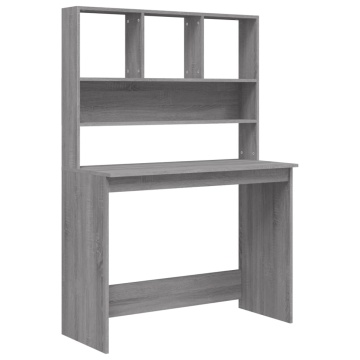 Birou cu rafturi, gri sonoma, 102x45x148 cm, lemn compozit - Img 2