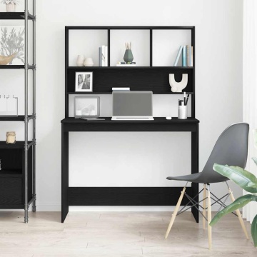 Birou cu rafturi, stejar negru, 102x45x148 cm, lemn prelucrat - Img 3