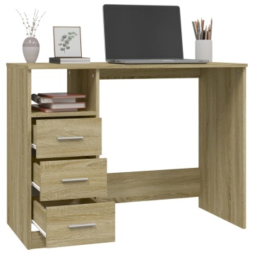 Birou cu sertare, stejar sonoma, 102x50x76 cm, lemn prelucrat - Img 8
