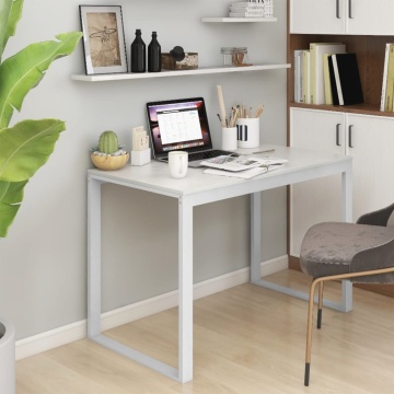 Birou de computer, alb, 110x60x73 cm, lemn prelucrat - Img 1