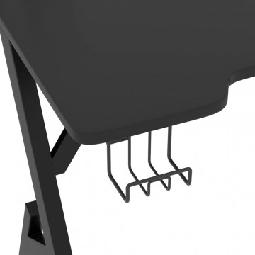Birou de gaming cu picioare în formă de Y, negru, 90x60x75 cm - Img 5