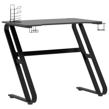 Birou de gaming cu picioare în formă de ZZ, negru, 90x60x75 cm - Img 2