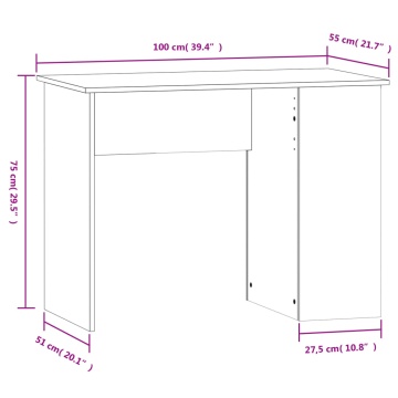 Birou, gri sonoma, 100x55x75 cm, lemn prelucrat - Img 7