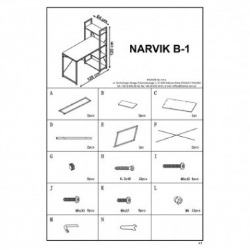 Birou HM Narvik B1 stejar sonoma - negru - Img 3