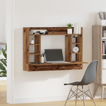 Birou Montat pe Perete Stejar Vechi 105x48x75 cm Lemn Prelucrat - Img 4