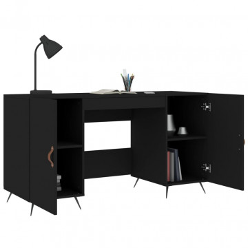 Birou, negru, 140x50x75 cm, lemn compozit - Img 4