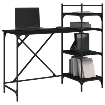 Birou pentru computer cu rafturi negru 120x47x109 cm - Img 3