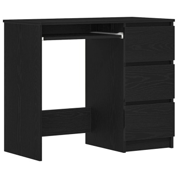 Birou Stejar negru 90x45x76 cm Lemn prelucrat - Img 2