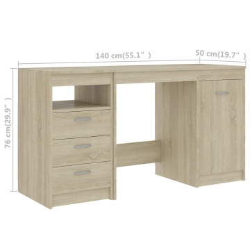 Birou, stejar Sonoma, 140 x 50 x 76 cm, lemn prelucrat - Img 7