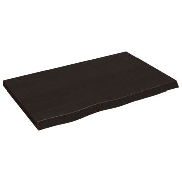 Blat de baie, maro închis, 80x50x(2-4) cm, lemn masiv tratat - Img 2