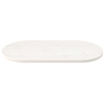 Blat de masă, alb, 90x45x2,5 cm, lemn masiv de pin, oval - Img 3