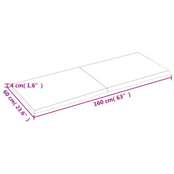 Blat de masă gri închis 160x60x4 cm, lemn masiv stejar tratat - Img 5