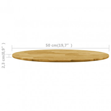 Blat de masă, lemn masiv de stejar, rotund, 23 mm, 500 mm - Img 4