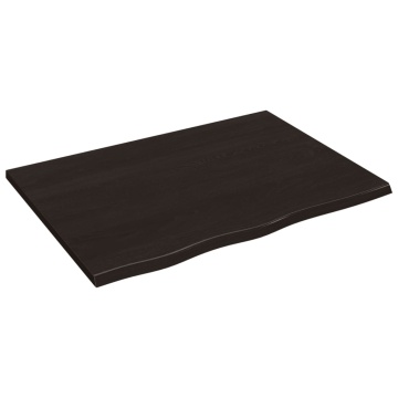 Blat de masă maro închis 80x60x2cm, lemn masiv de stejar tratat - Img 2