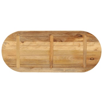Blat de masă oval, 90x40x2,5 cm, lemn masiv mango brut - Img 8