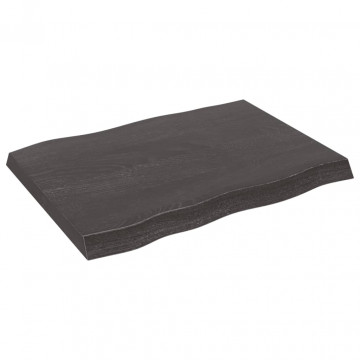 Blat masă, 80x60x6 cm, gri, lemn stejar tratat contur organic - Img 1