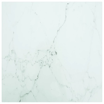 Blat masă alb 50x50 cm 6 mm sticlă securizată design marmură - Img 1