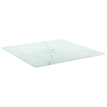 Blat masă alb 50x50 cm 6 mm sticlă securizată design marmură - Img 2