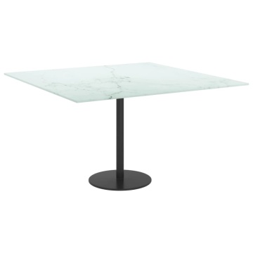 Blat masă alb 70x70 cm 6 mm sticlă securizată design marmură - Img 4