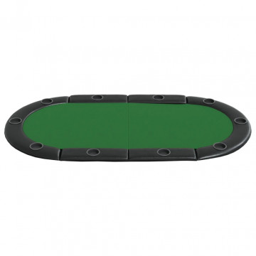 Blat masă de poker, 10 jucători, pliabil, verde, 208x106x3 cm - Img 3