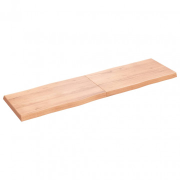 Blat masă, maro, 180x50x6 cm, lemn stejar tratat contur natural - Img 1