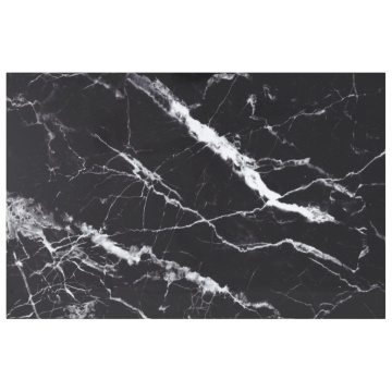 Blat masă negru 100x62 cm 8mm sticlă securizată design marmură - Img 1